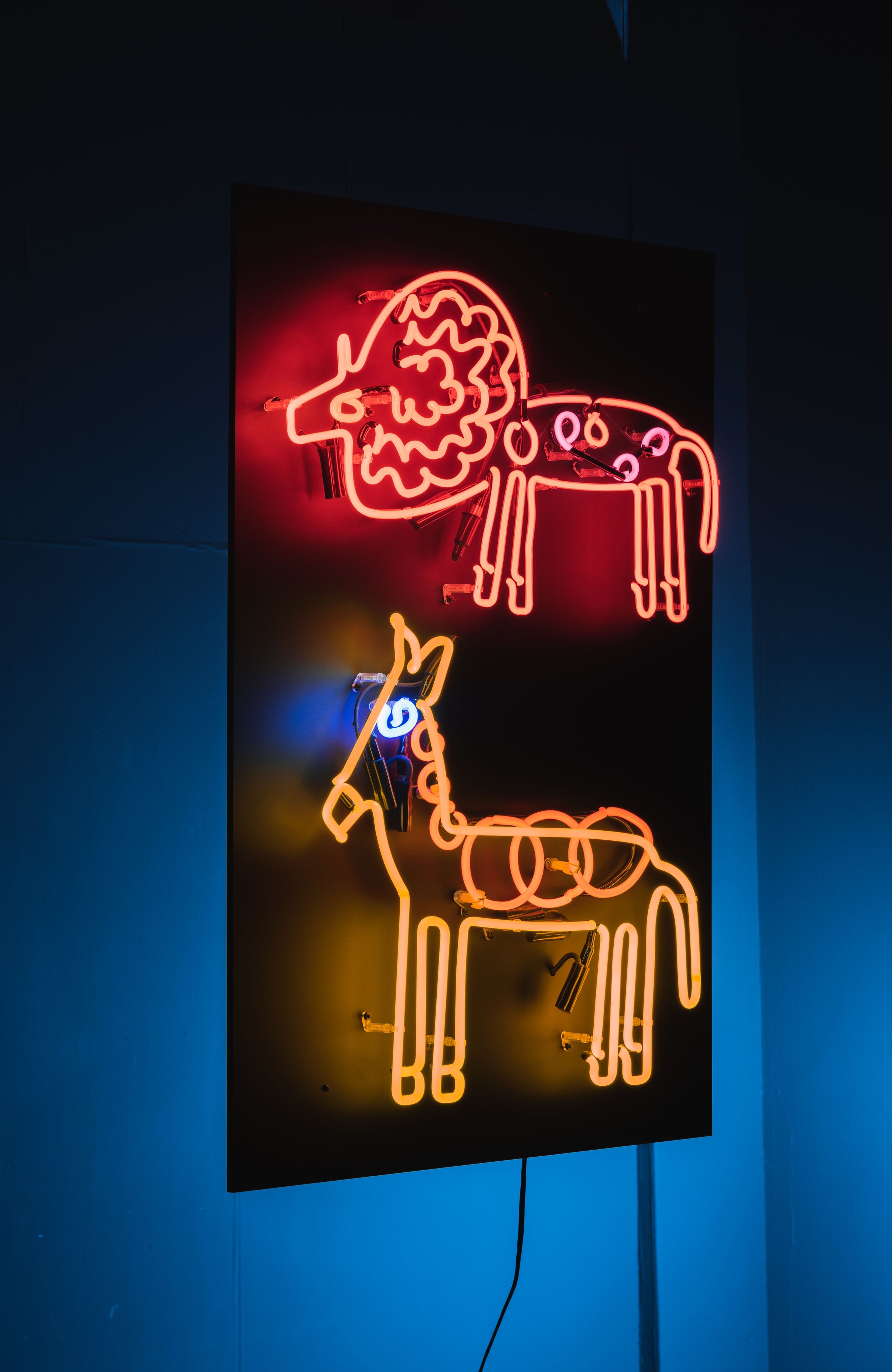 Lion and Horse Neon Sculpture