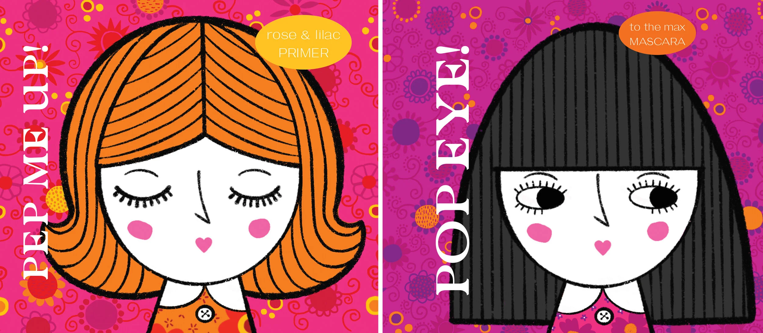 Packaging designs for Dolly-licious cosmetics range