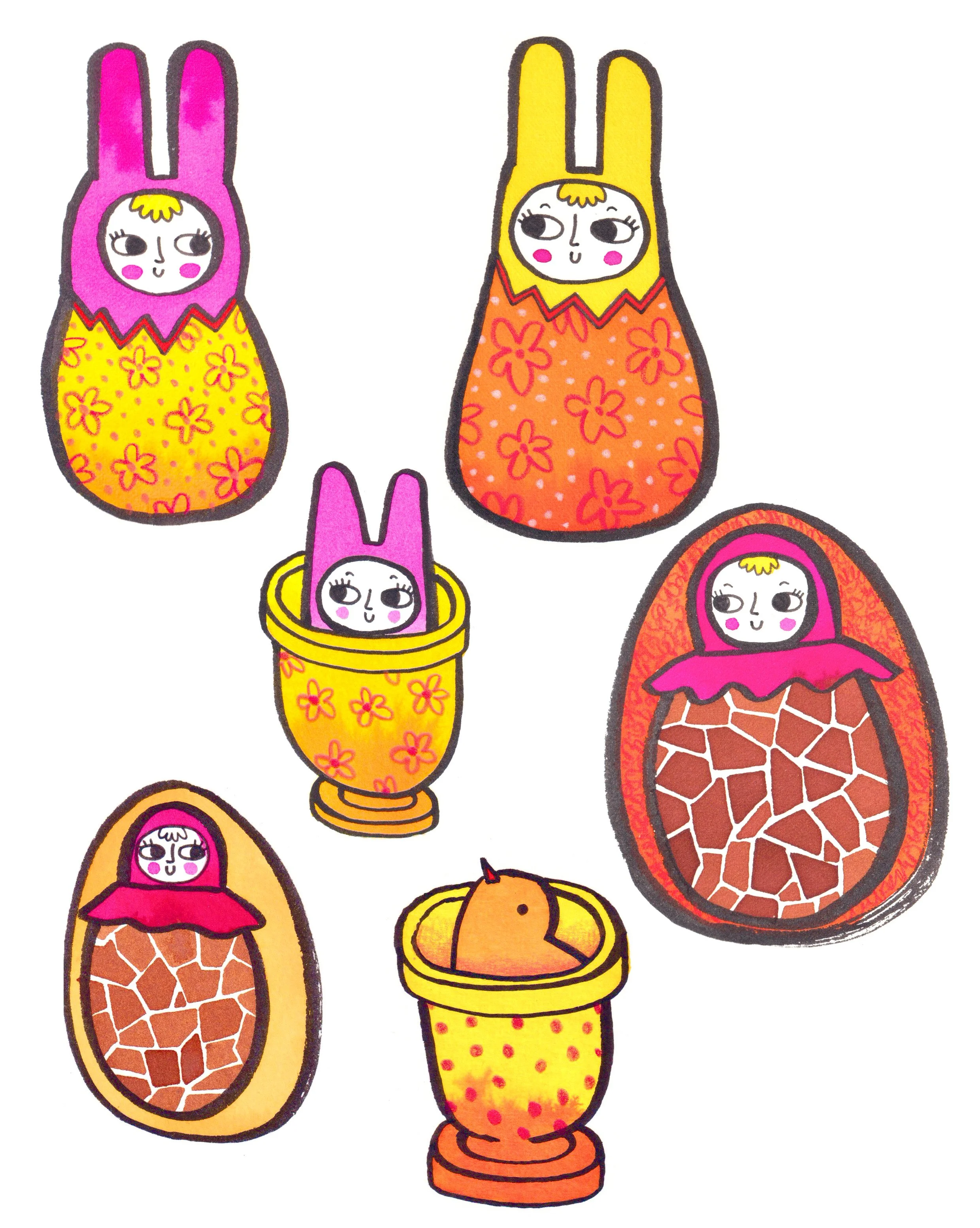 Tiny toys in Easter eggs