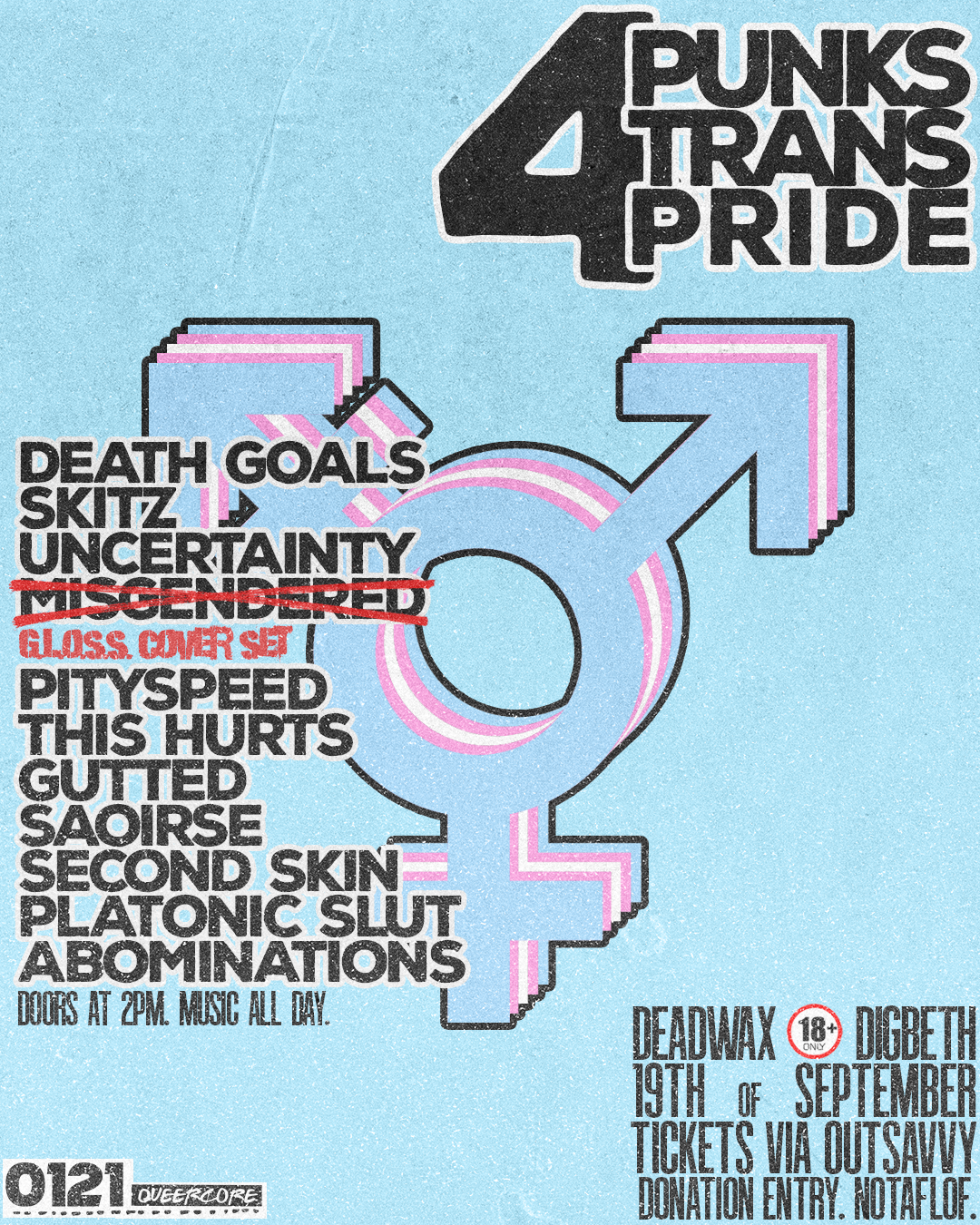 0121QC PRESENTS: PUNKS 4 TRANS PRIDE // HC / PUNK DAYFEST AT DEADWAX, DIGBETH.