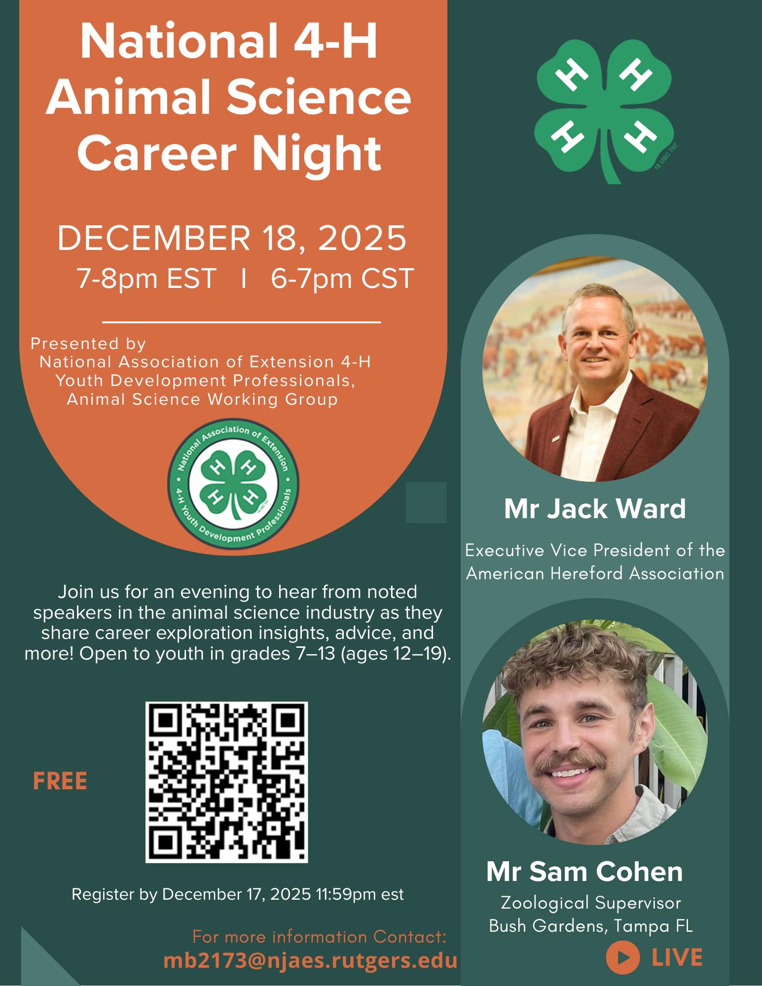 National 4-H Animal Science Career Night!