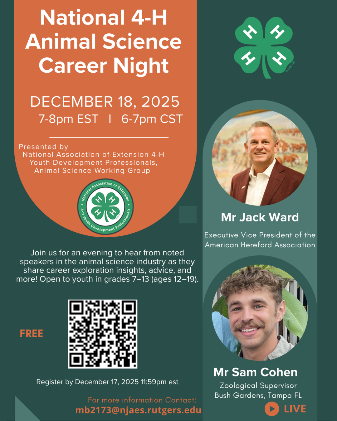 National 4-H Animal Science Career Night - 12/18/2025