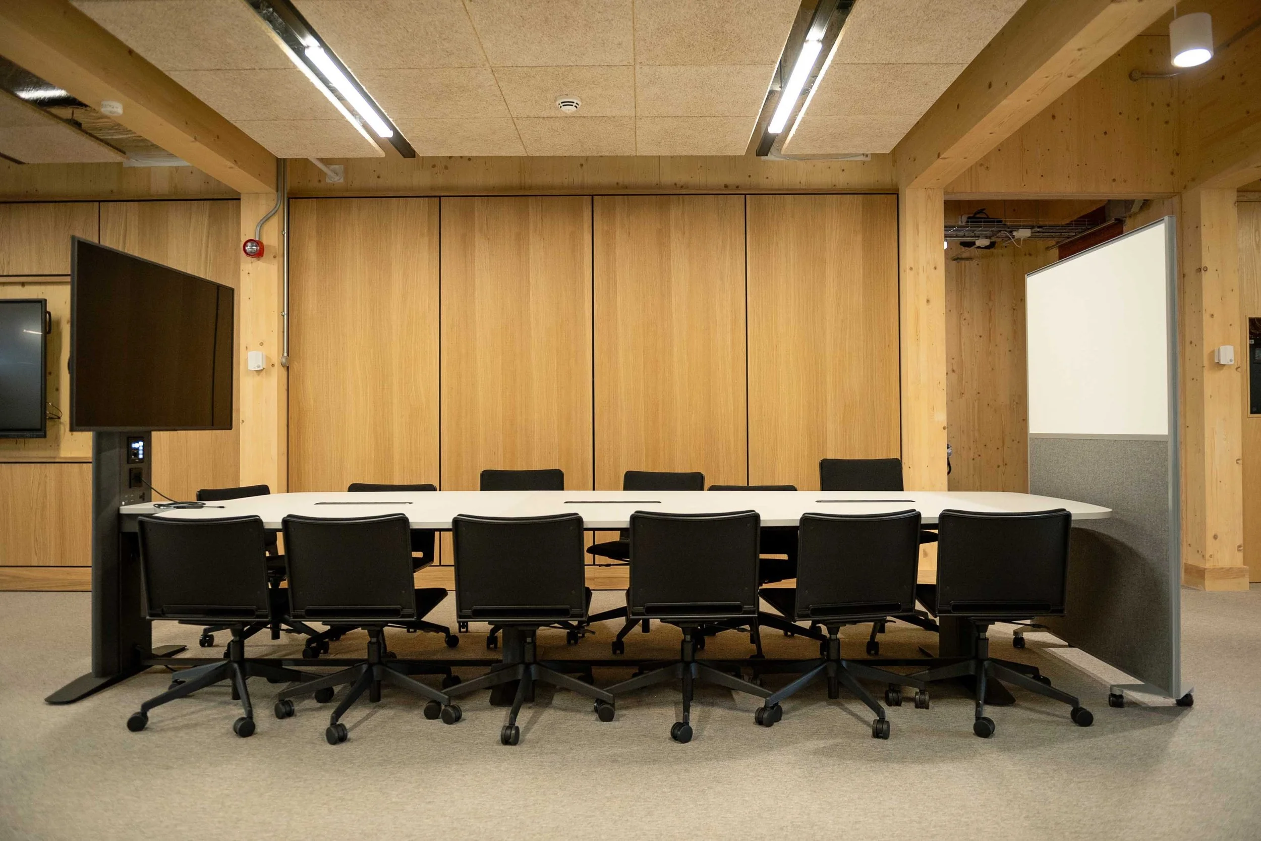 Office Space with Wooden Perforated Acoustic Panels