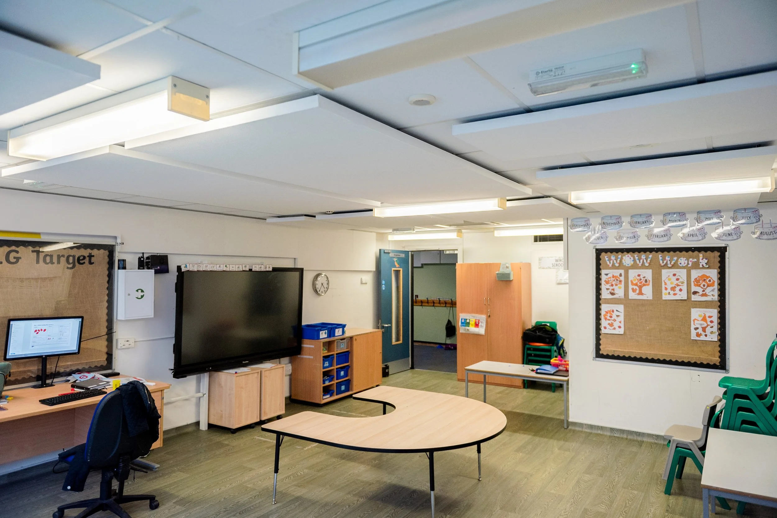 Primary school classroom with acoustic panels