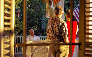 Visit a while on our back porch.
