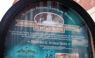 Our main street is a Michigan Historic Heritage Route since this 14 block area has no fewer than 14 official Michigan Markers. These locations reflect Marshall's early importance in Michigan history, especially in areas of government, education, abolition, railroads, unionism and architecture.