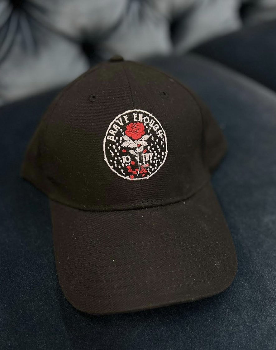 Brave Enough To Try Black Baseball Cap Stitched