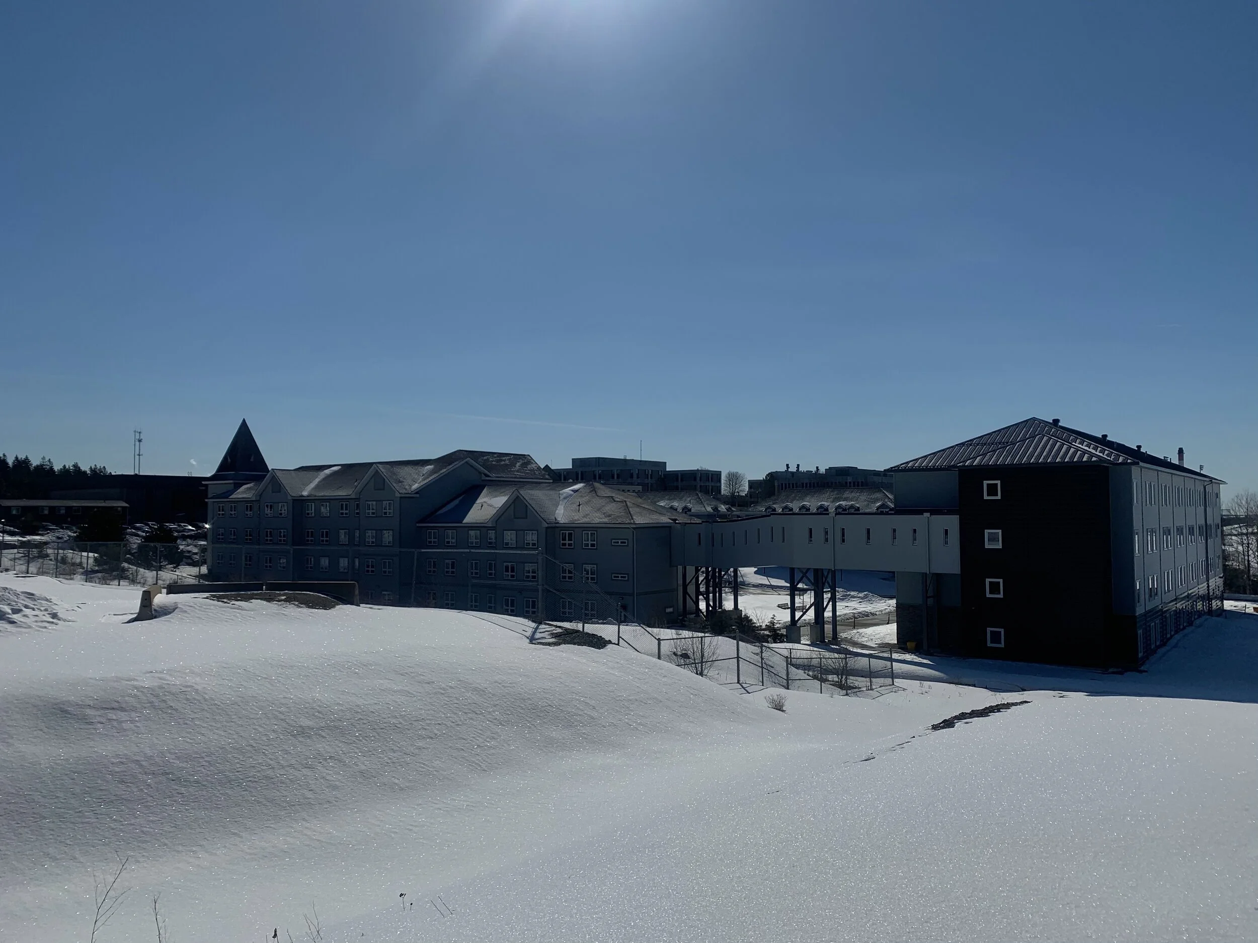 View of the new residence building from the trail entrance.