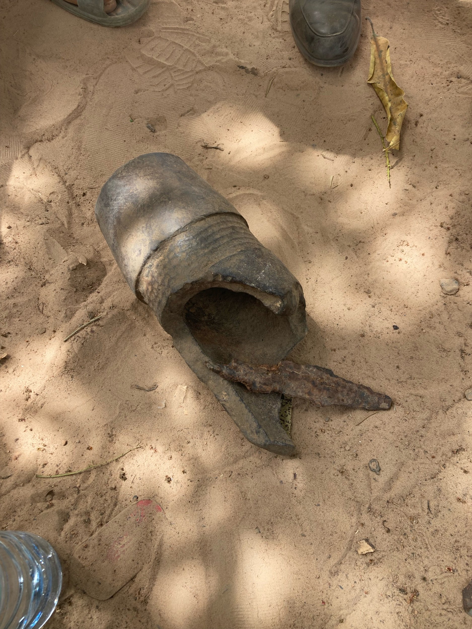 Shrapnel from the bombs that were dropped off n then village during thenwar