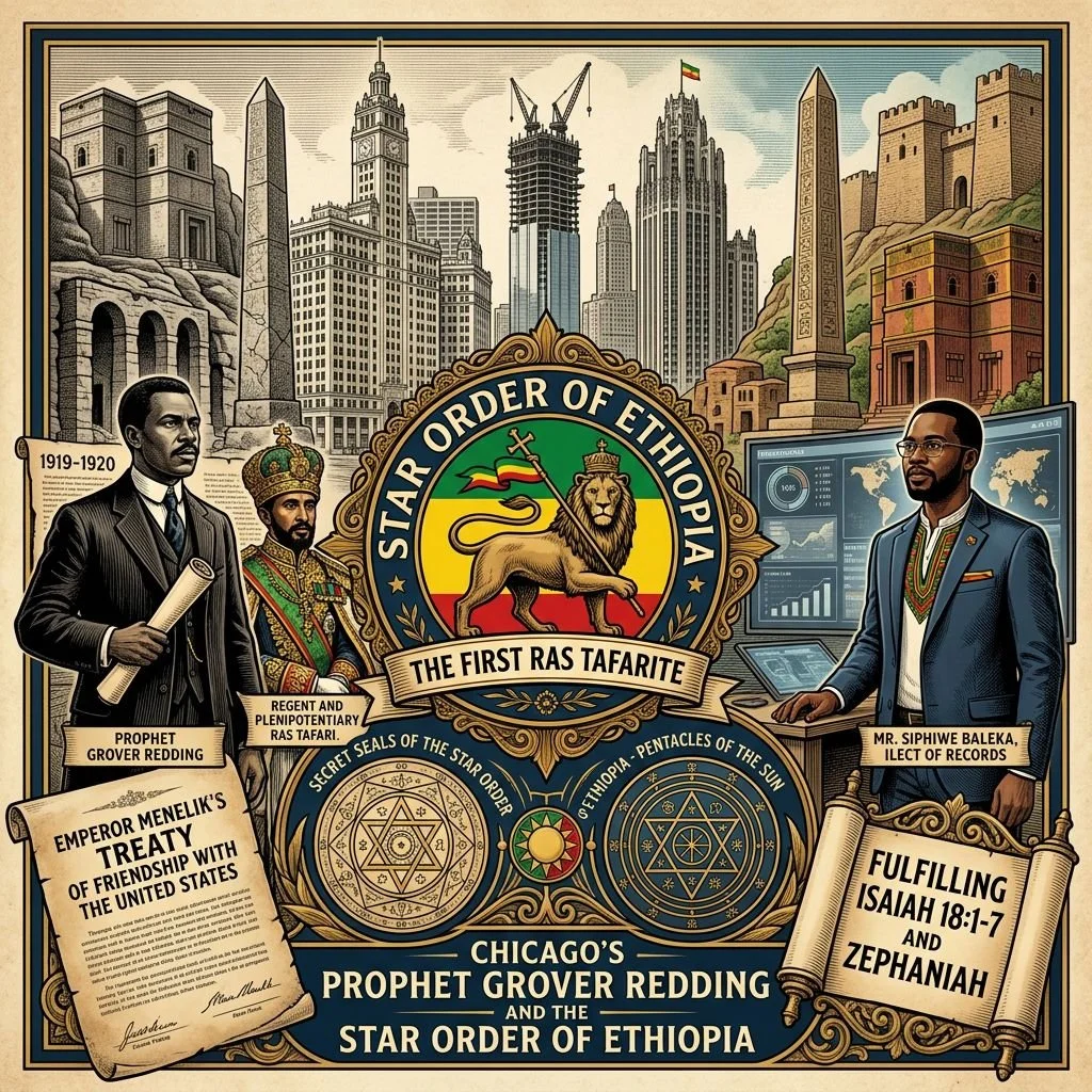Chicago's Prophet Grover Redding and The Star Order of Ethiopia: The First Ras Tafarite in 1919 and Siphiwe Baleka, the Ilect of Records in 2026: Fulfilling Isaiah 18:1-7 and Zephaniah 
