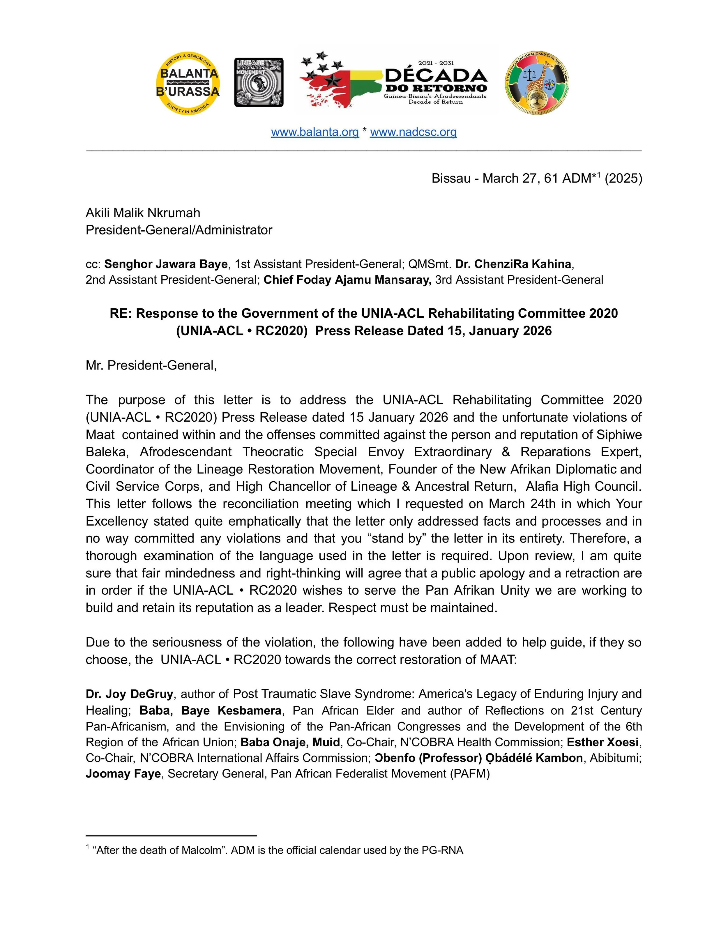 Letter to UNIA RE_ Violations of MaatAfrodescendant Theocratic Special Envoy Extraordinary  & Reparations Expert High Chancellor of Lineage & Ancestral Return,  Alafia High Council-images-0.jpg