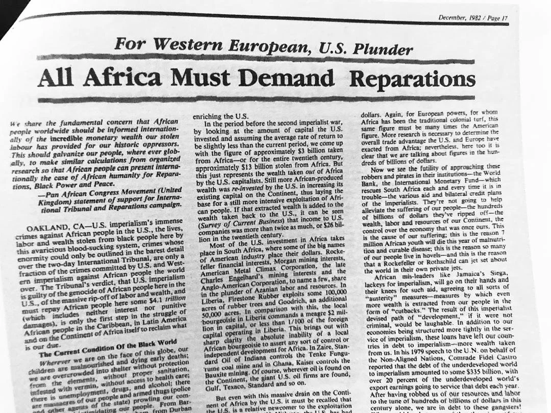 HISTORY OF THE MODERN REPARATIONS MOVEMENT THAT STARTED IN THE UNITED ...