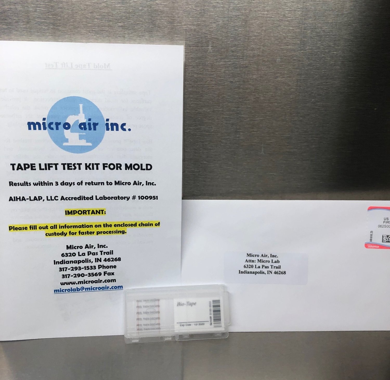 TAPE LIFT TEST KIT FOR MOLD — Micro Air,Inc.