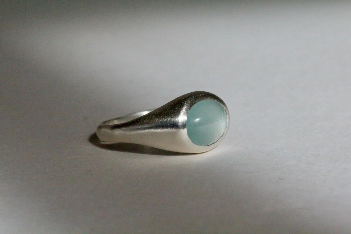 New ethereal aquamarine signet ring just added to the website! Softly glows and catches the light so beautifully. Made in recycled sterling silver. 

Aquamarine is March&rsquo;s birthstone (barely made it in time for the end of the month), and a favo