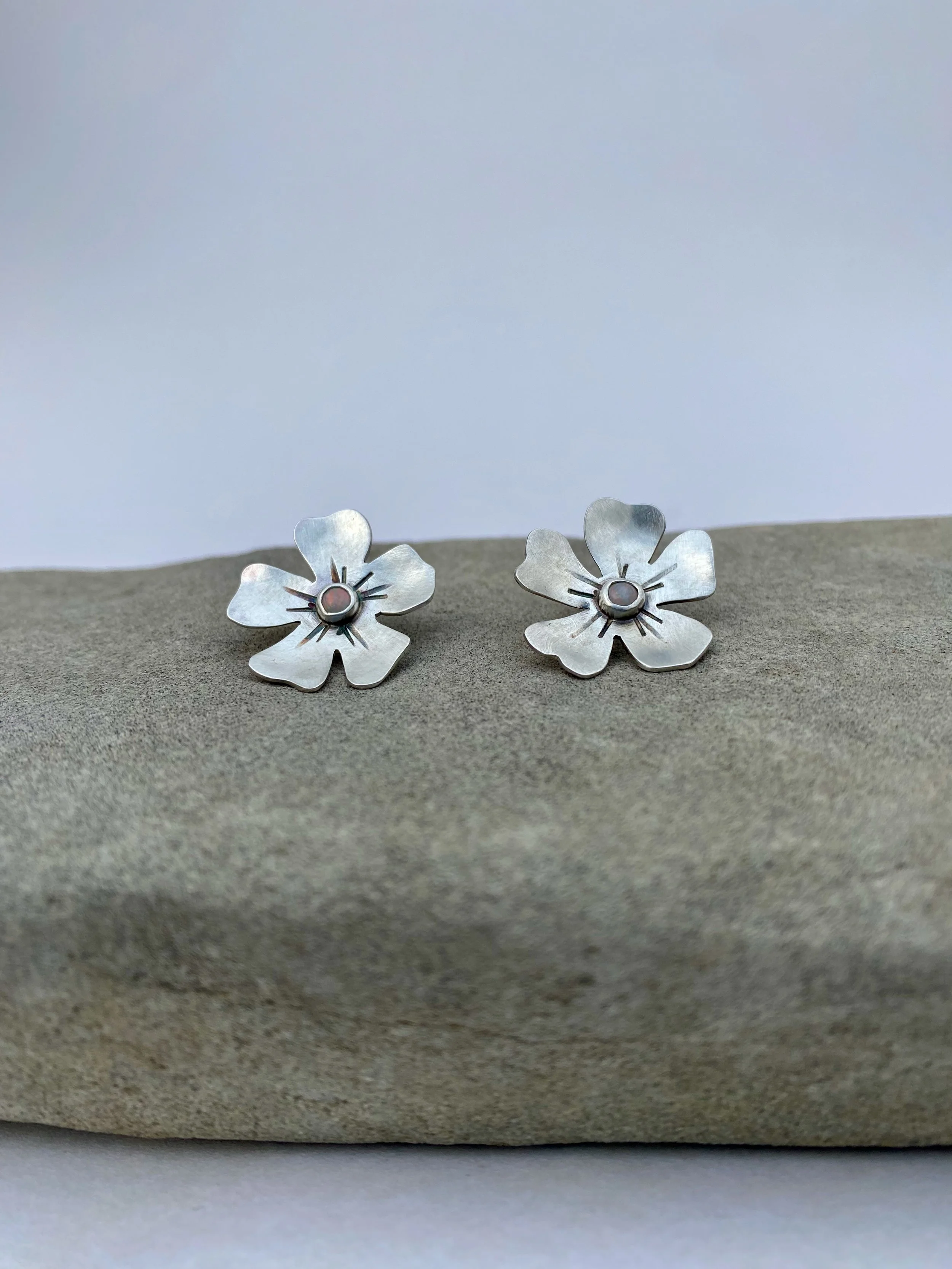 Opal Flower Studs