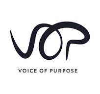 Logo with stylized letters 'VOP' and the text 'Voice of Purpose' below.