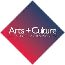 Logo with a diamond shape gradient background and text reading 'Arts + Culture CITY OF SACRAMENTO.'