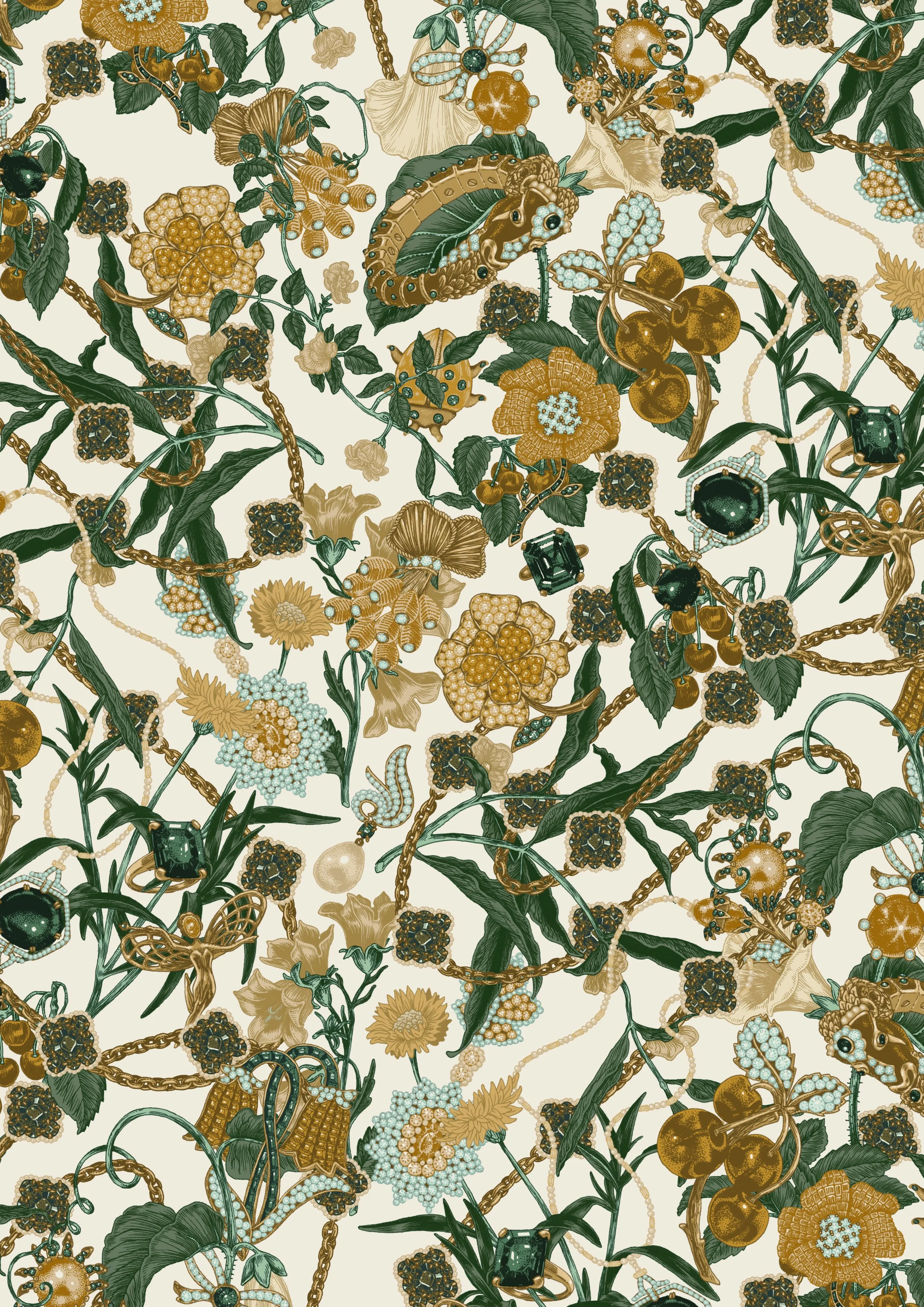 motif floral toile de jouy drawing dessin couleur art and craft original deco decorative art direction bijoux perle diamants joallerie jewelry diamant diamond creation