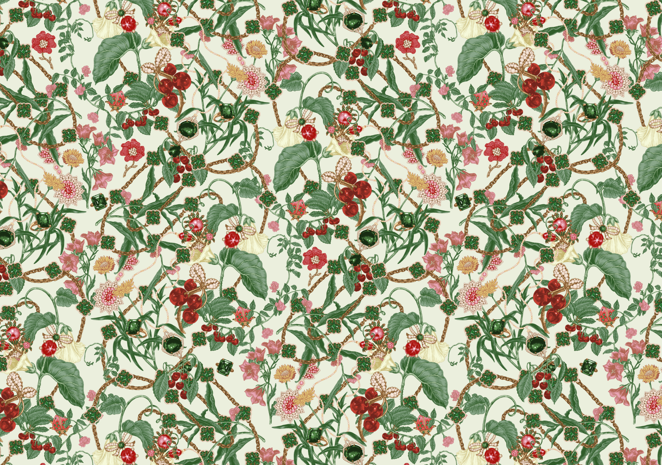 motif floral toile de jouy drawing dessin couleur art and craft original deco decorative art direction bijoux perle diamants joallerie jewelry diamant diamond creation