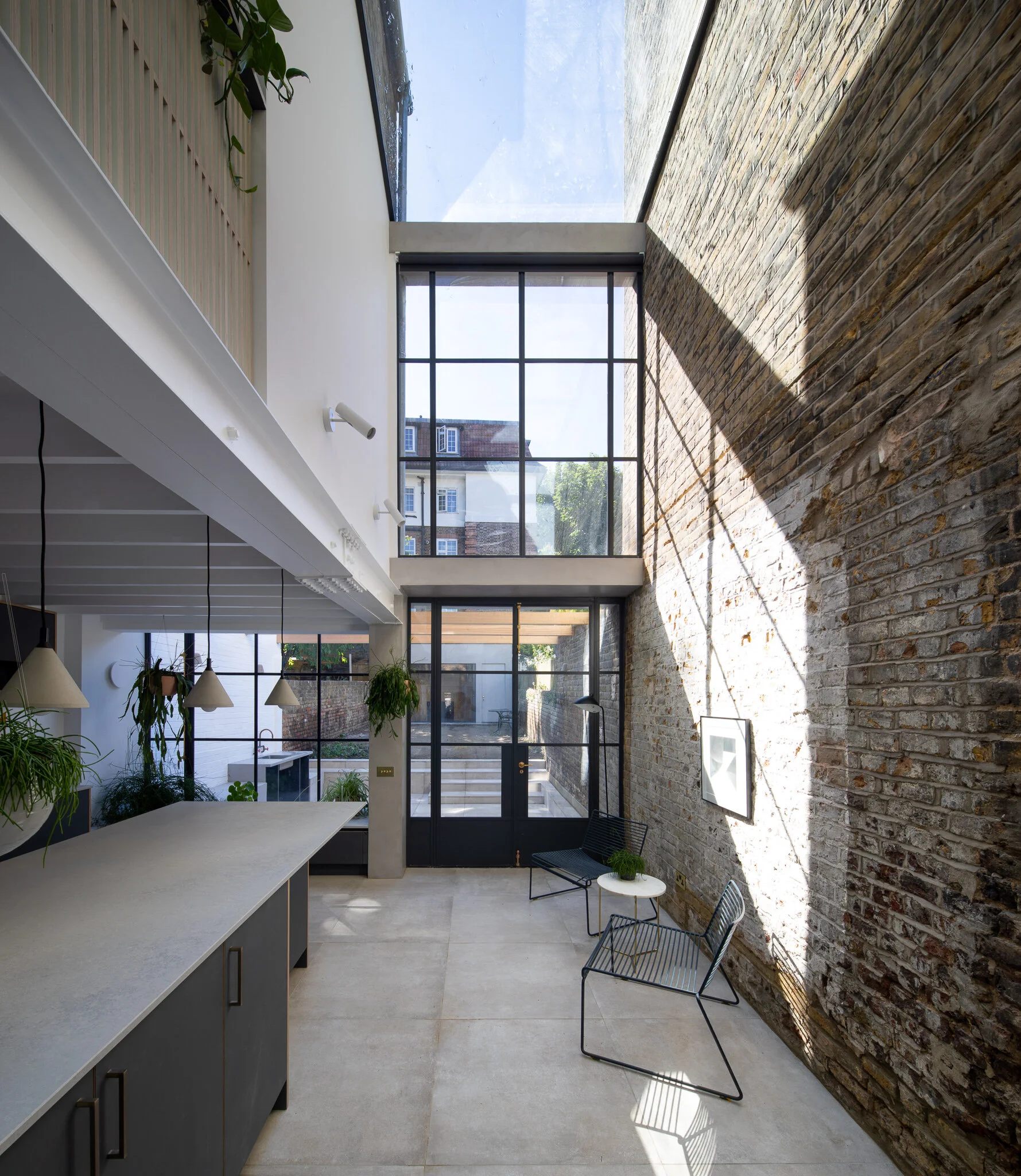 huge roof window floods light into this newly designed space