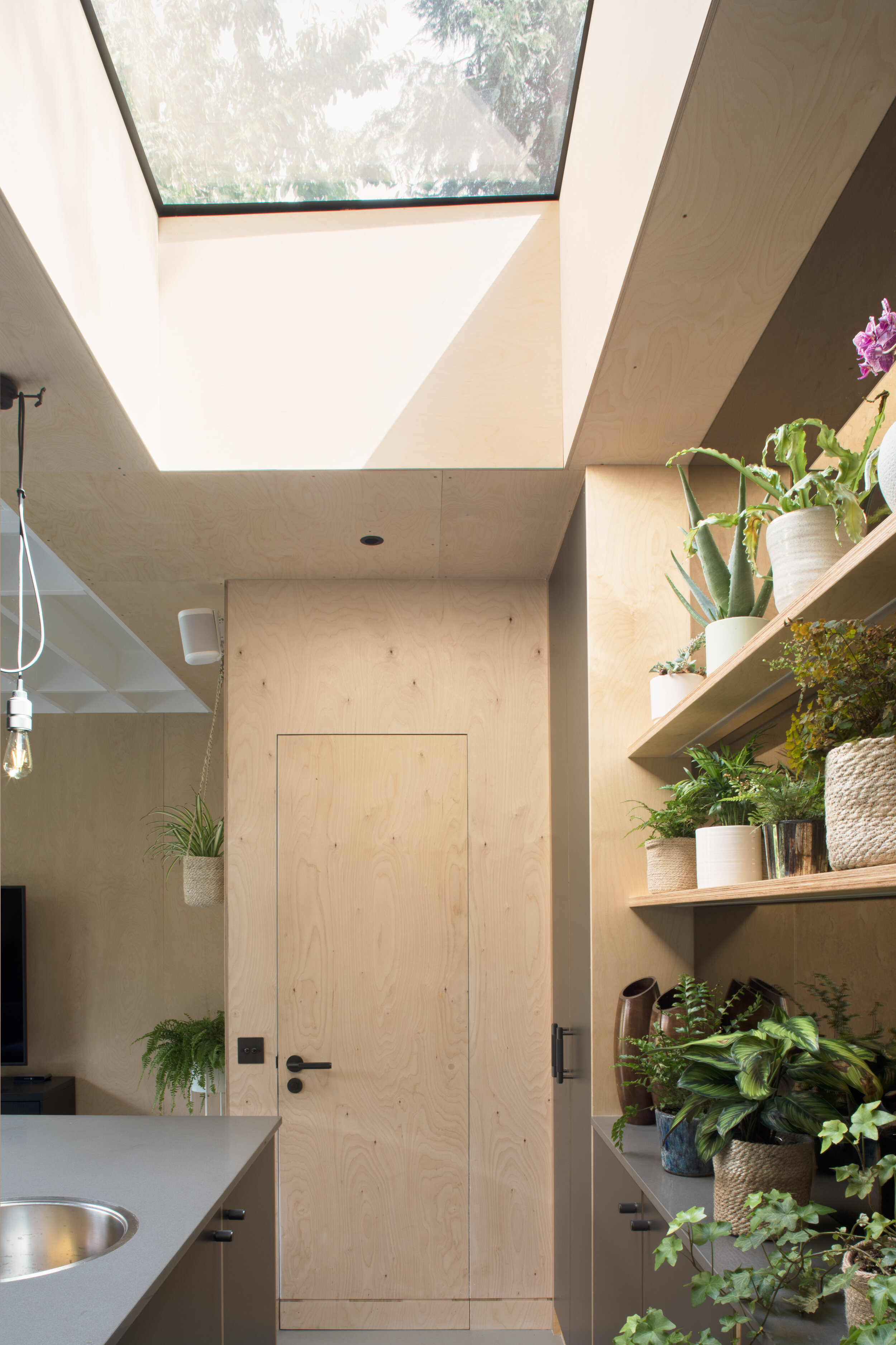 Internal shot of annex in London garden from high-end interior designers.