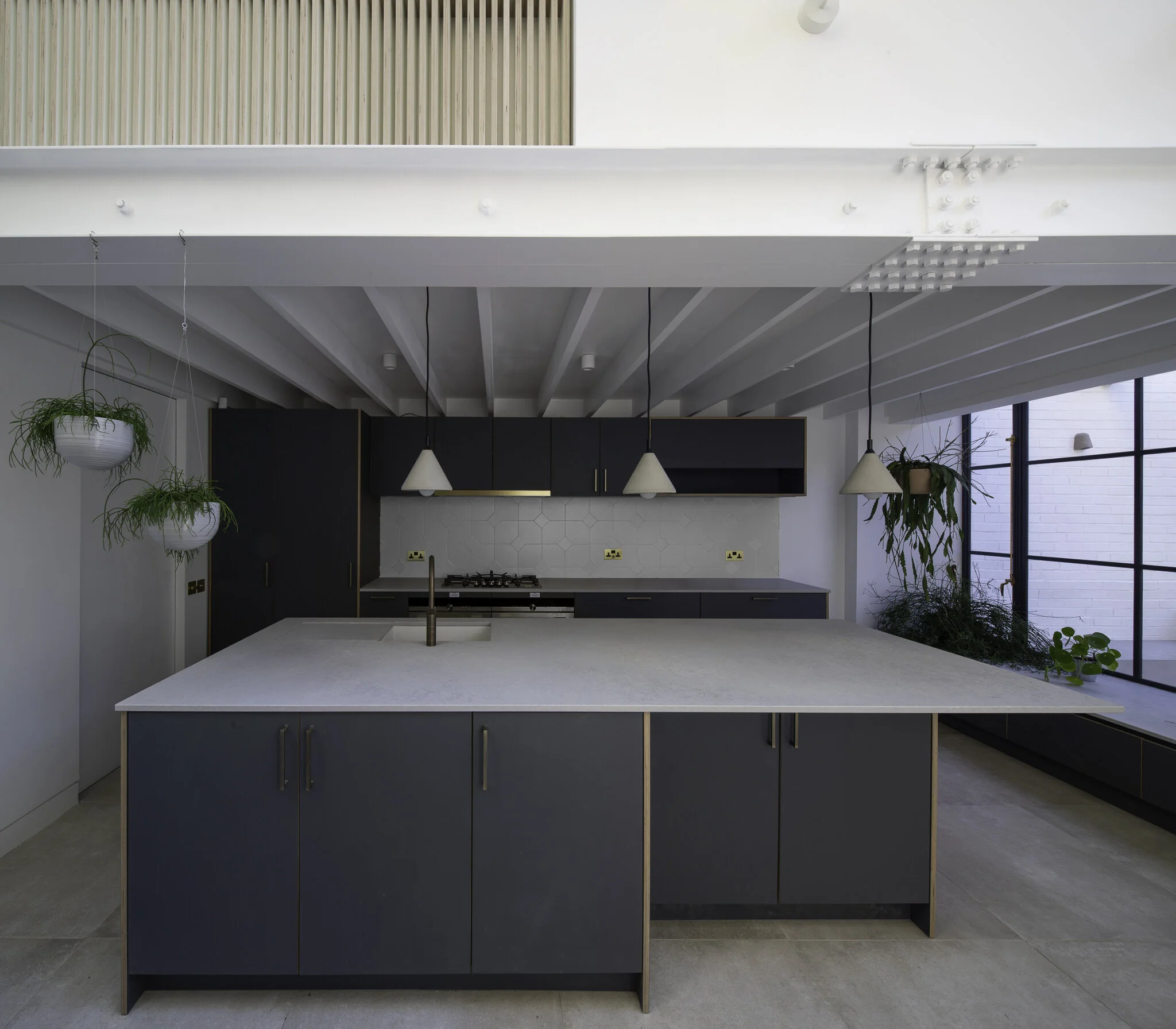 structural elements have been left visible to give a mix of modern and traditional finishes