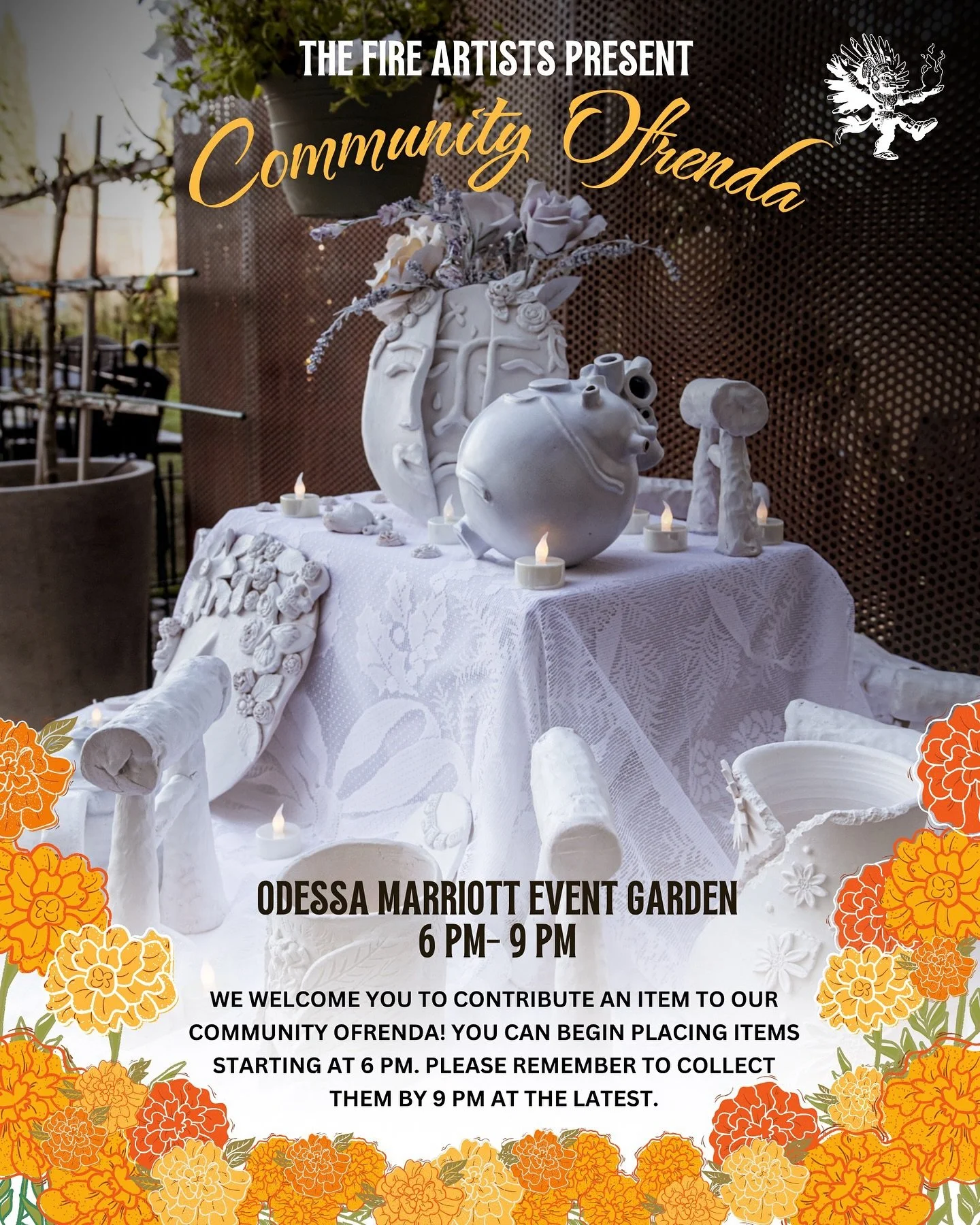 Join us in a heartfelt celebration of life and remembrance at our collaboration with @the.fire.artists for the Dia de los Muertos community ofrenda at the Odessa Marriott on Saturday, November 1, 2025, from 6 PM to 9 PM.
Immerse yourself in the rich