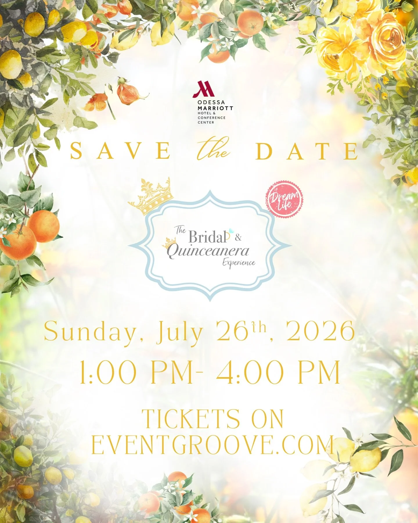 Join us for the Bridal &amp; Quincea&ntilde;era Dream Life Expo at Odessa Marriott Hotel &amp; Conference Center on Sunday, July 26, 2026, featuring an Italian-European Destination theme!

Join us as we gather the top wedding and quincea&ntilde;era v