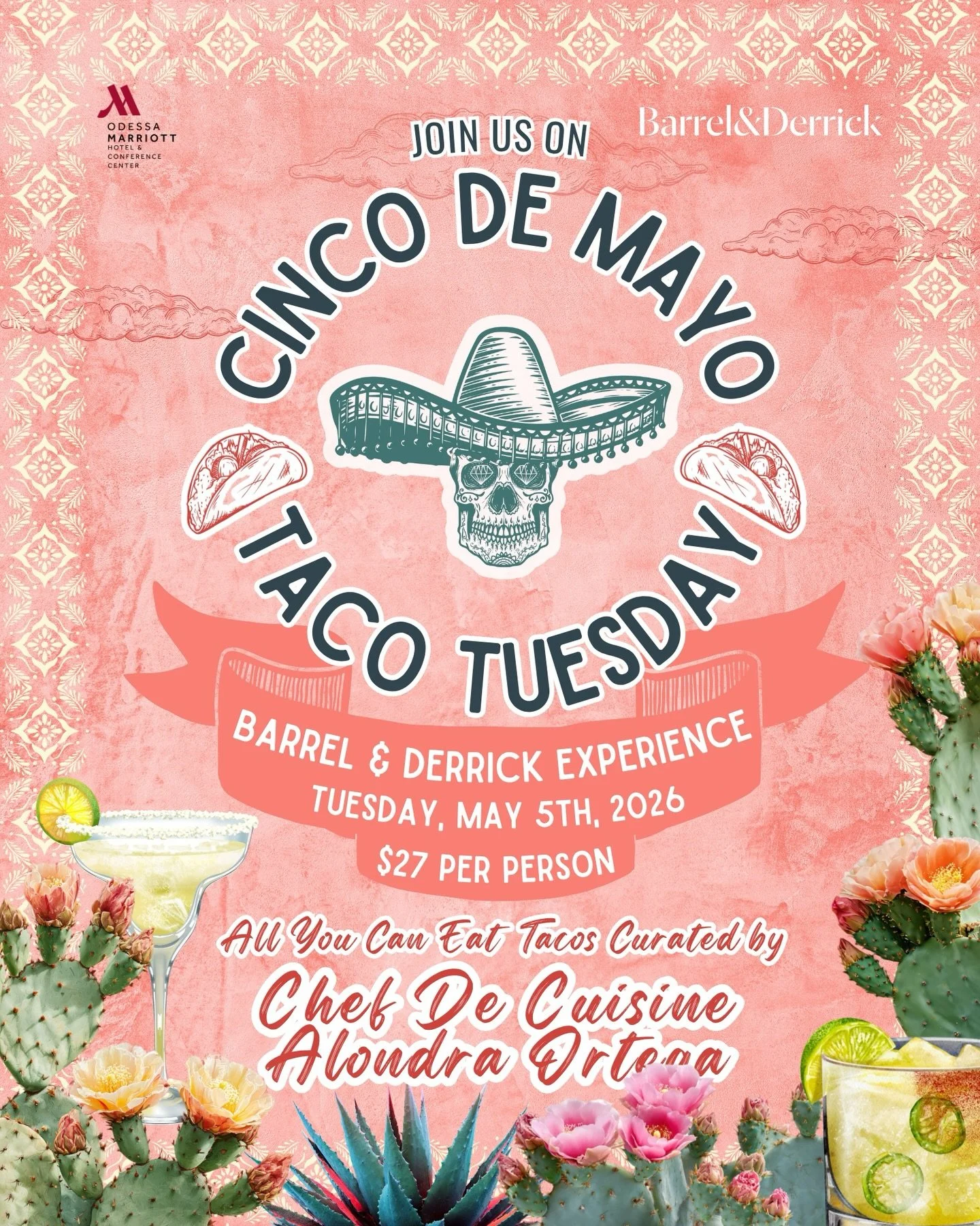 Join us for a festive Cinco de Mayo celebration on Tuesday, May 5th, from 5 PM- 10 PM at Barrel &amp; Derrick.

Savor a special menu of Mexican-style tacos with gourmet toppings. Pair your meal with a premium margarita, available frozen or on the roc