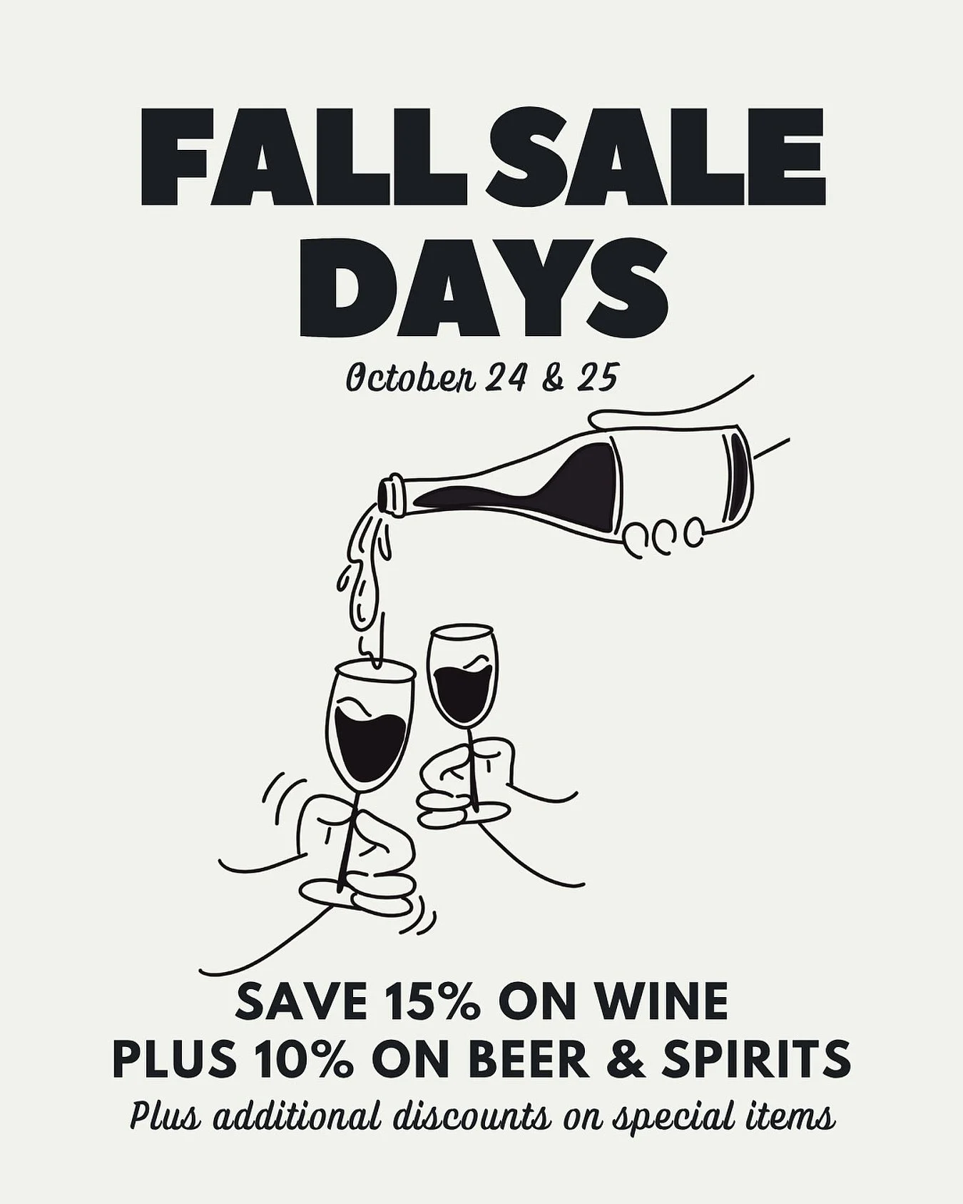 Our annual Fall Sale Days are happening this coming weekend. Save big on everything in the stores on Friday, October 24th &amp; Saturday, October 25th
Stop by @jwebbwine and @thewineshopyyc this Friday &amp; Saturday to enjoy big savings on everythin