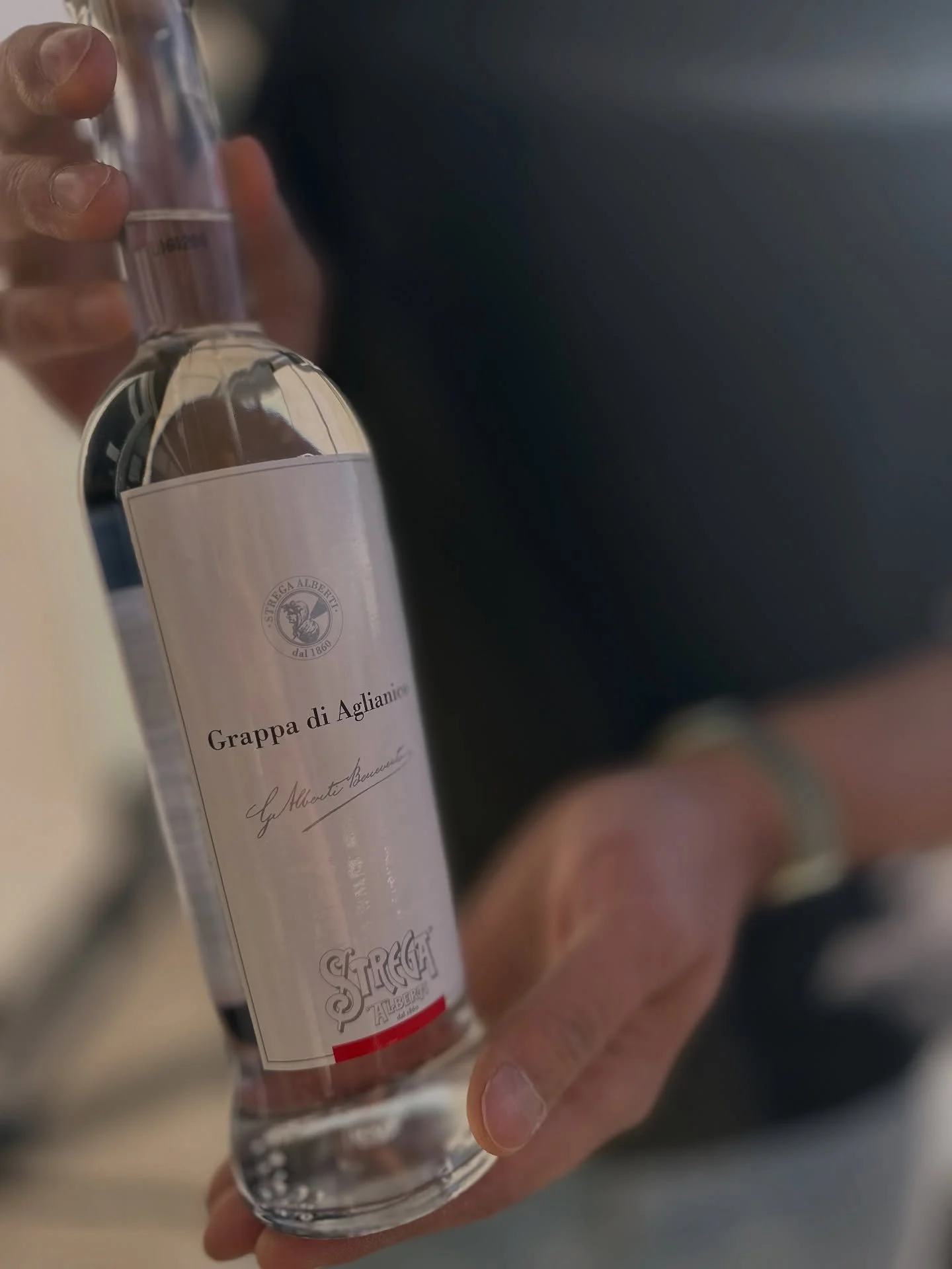 Our love for Aglianico runs deep and doesn&rsquo;t stop with wine. The Alberti Strega Grappa di Aglianico is made from the finest Aglianico grape pomace, then double distilled to create a smooth and balanced liquor, best enjoyed alone after dinner or