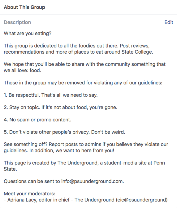 The “About” Page of Happy Valley Eats.
