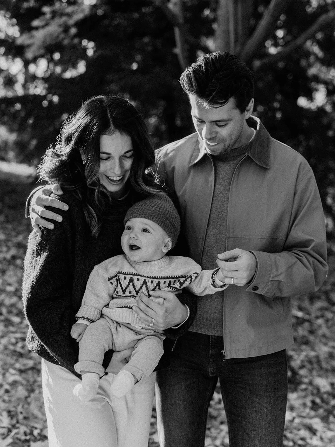 exactly three years go I photographed Maddie + Charlie&rsquo;s engagement session, and last fall I found myself with them again. this time with baby Oliver tucked in between them, discovering the world one leaf at a time. Same season, same month and 