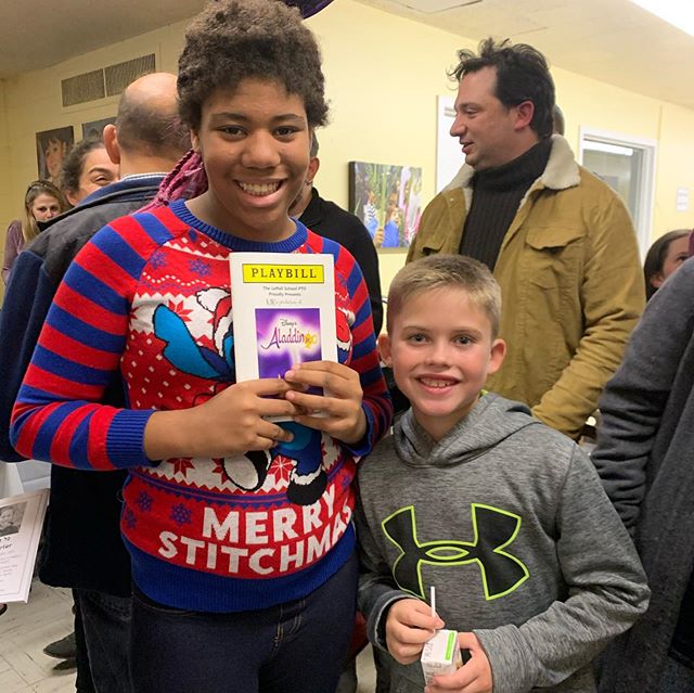 One of my favorite parts of teaching performing arts is creating communities. Lily and I had a great time this evening seeing Rafi as #aladdin in his school&rsquo;s production! Also- getting these two to be serious for any length of time is a near-im