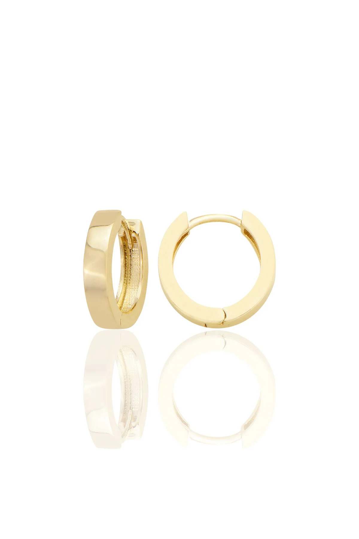 14K Genuine Gold Classic Huggie Earrings D042 - D043 - D044