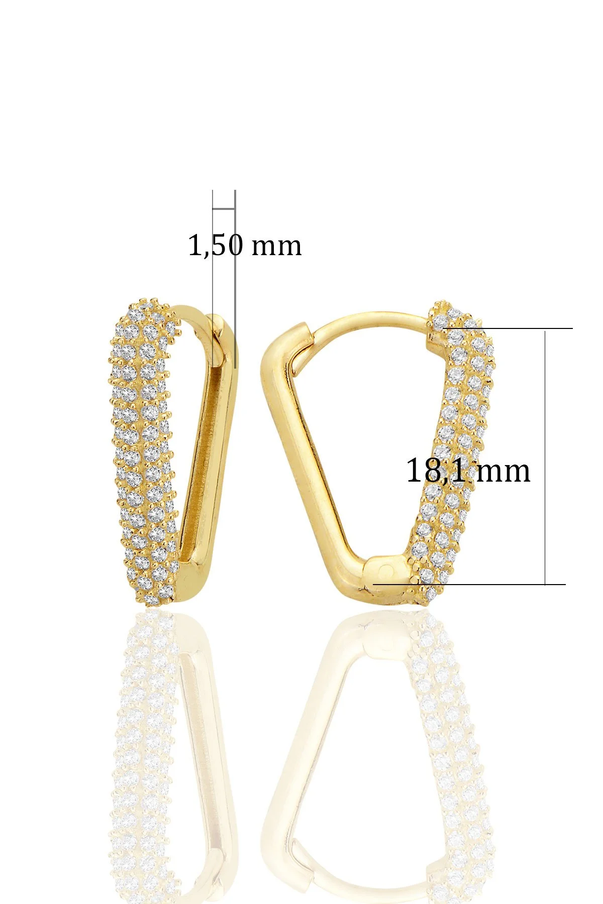 14K Gold V-Channel Set Zircon Huggie Earrings