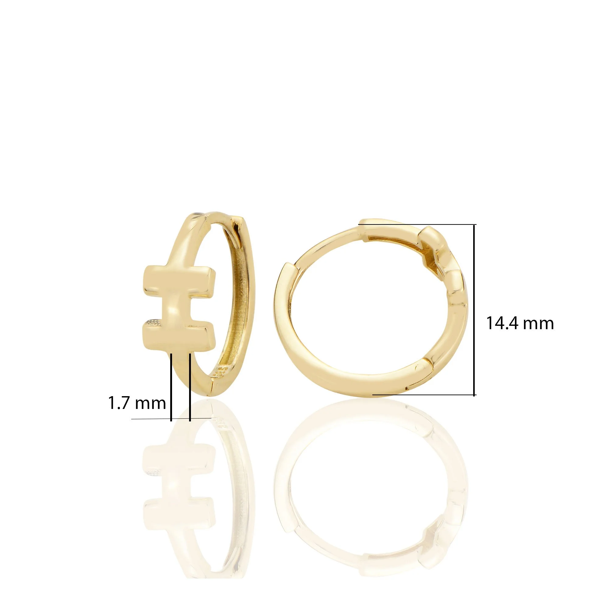 14K Gold Vertical Lines Huggie Delicate Earrings D072