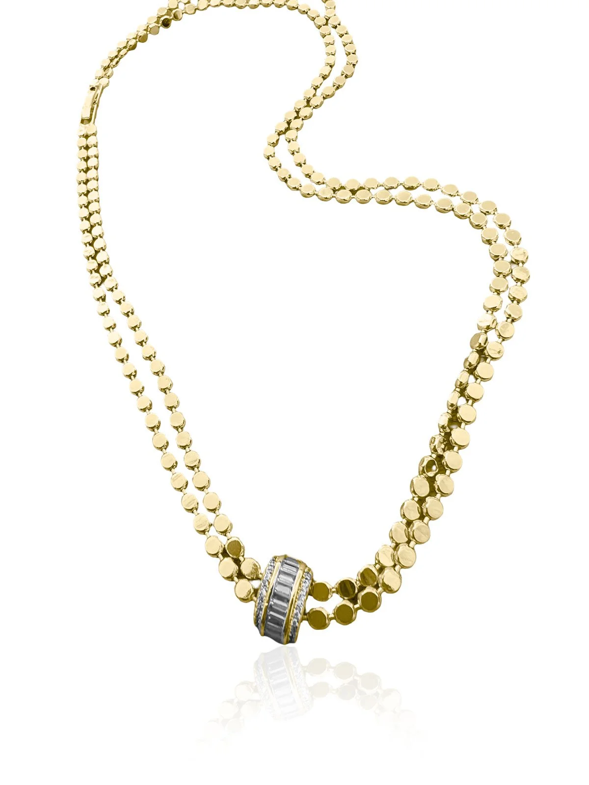 Gold-Tone-Double-Chain-Necklace-with-Baguette-Crystal-Ring-Pendant-–-Stainless-Steel.jpg
