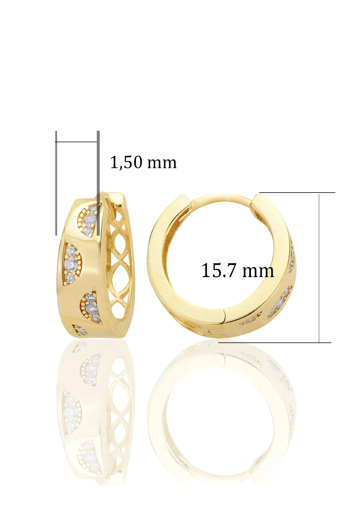 14K Gold Modern Greek Desing Huggie Earrings