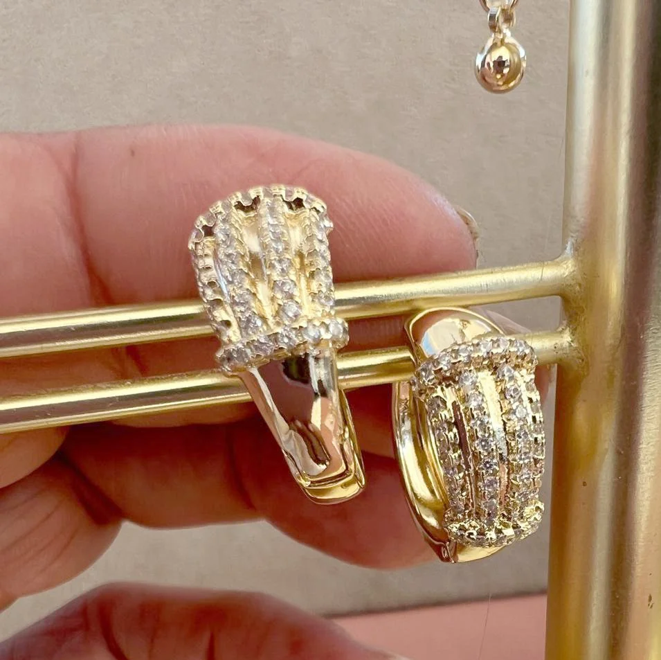 Gold Plated Stainless Steel Oval Pave Earrings2.jpeg