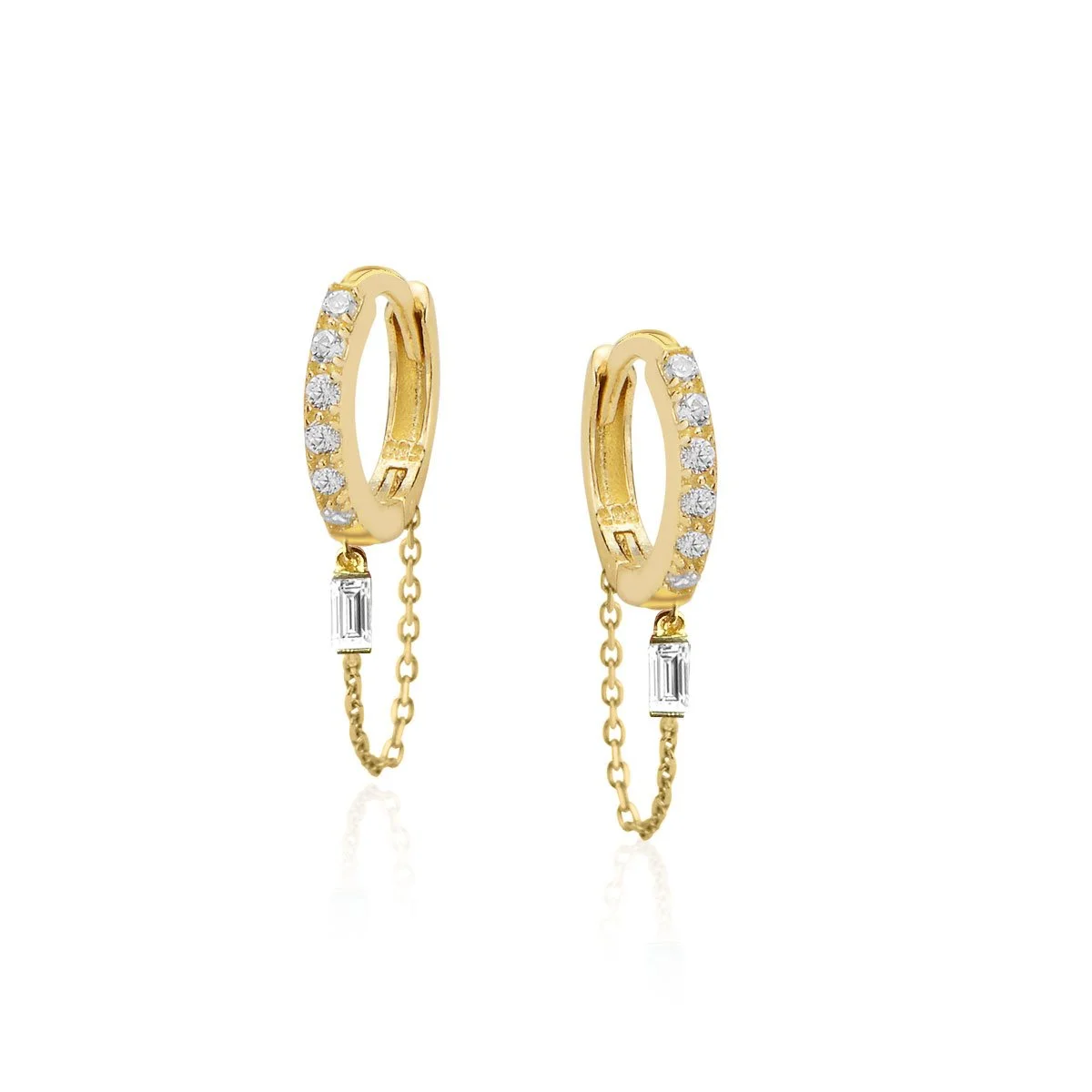 Gold-Plated-Sterling-Silver-Huggie-Earrings-with-Emerald-Cut-White-Stone.jpg