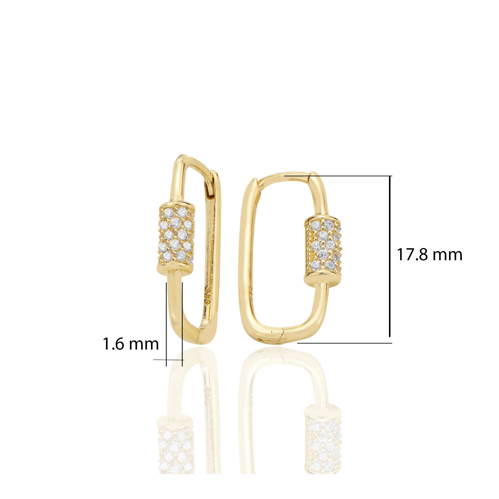 14K Gold Huggie U Shape Modern Minimalist with Stones Earrings