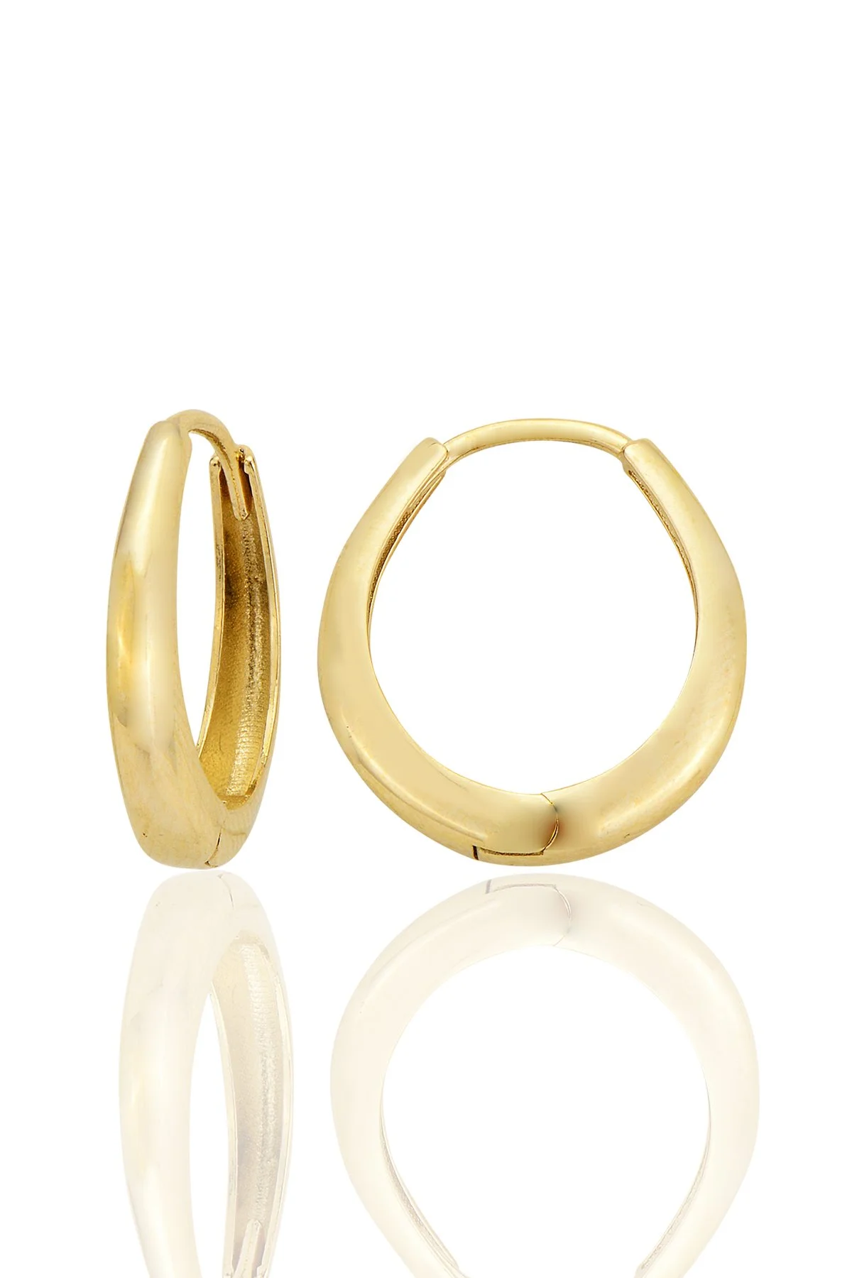 14K Gold Huggie Hexagon Earrings