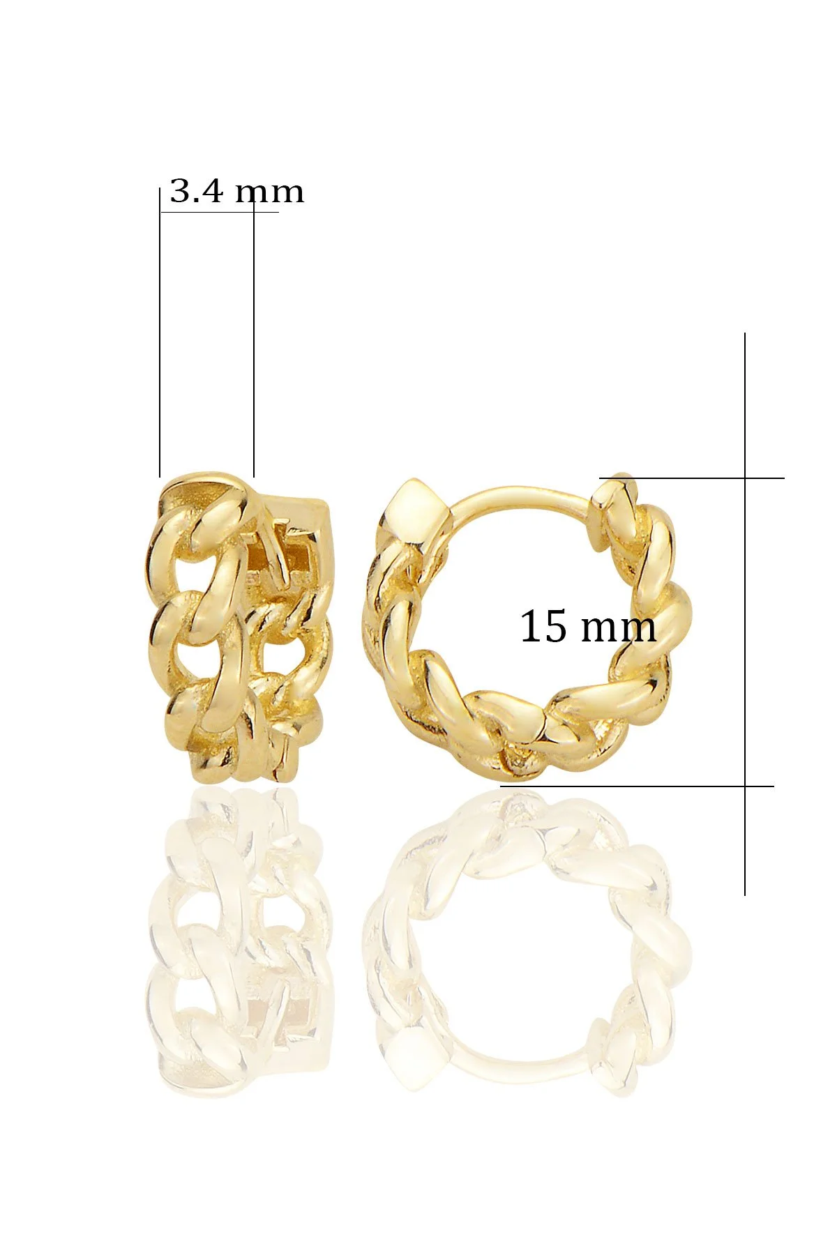 14K Gold Cuban Link Small Huggie Earrings