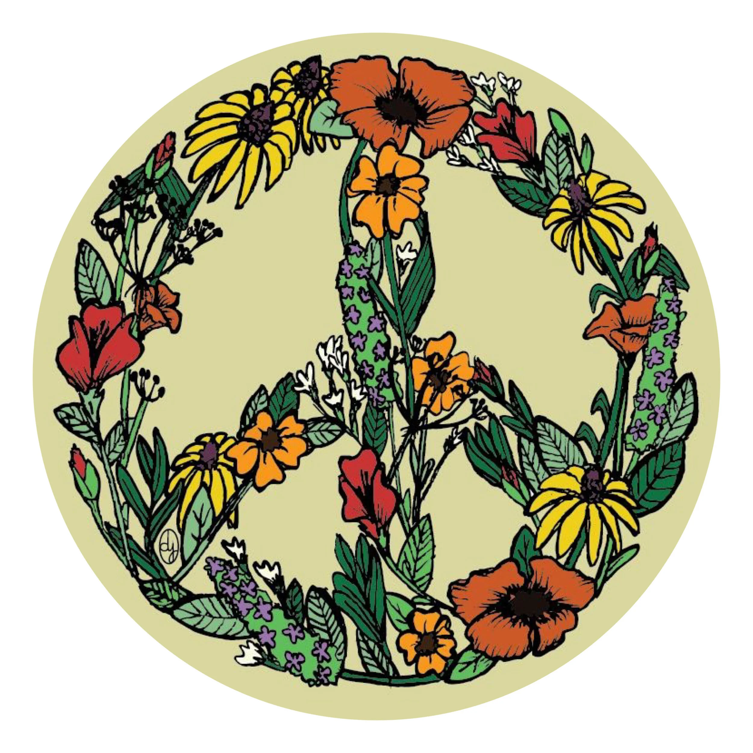 Wildflower Peace Sign Sticker