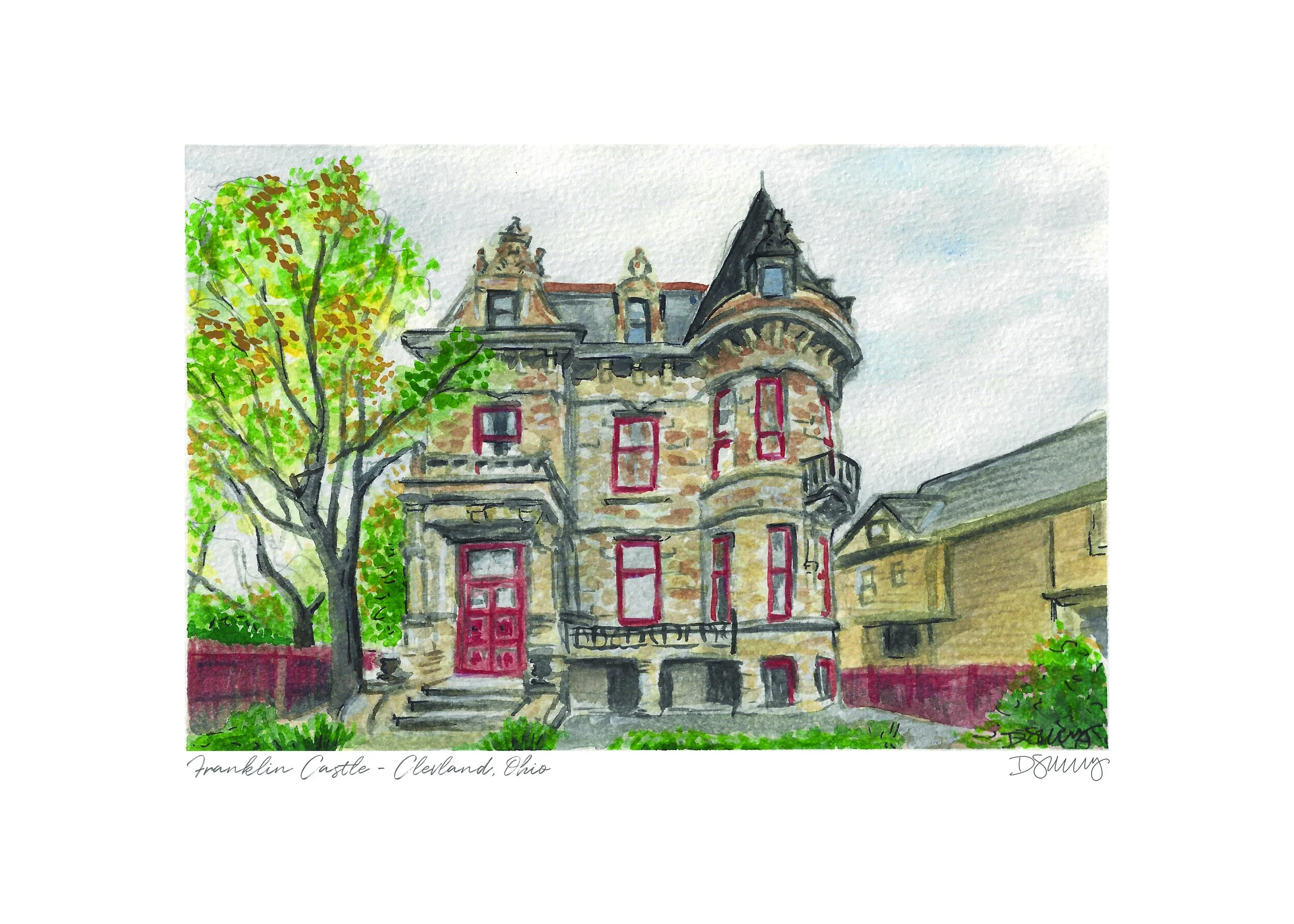 Franklin Castle - Watercolor Print
