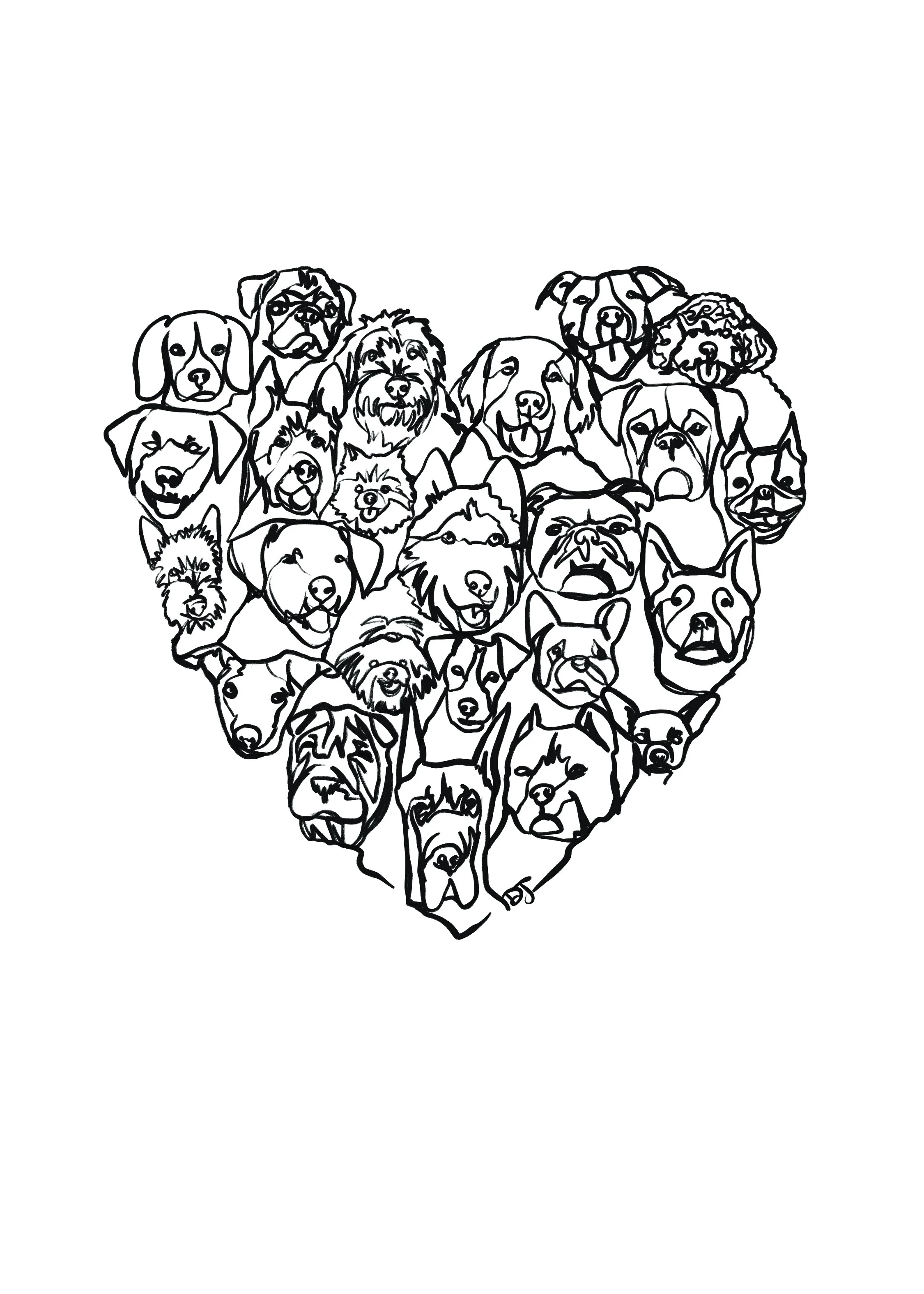 I heart Dogs - Illustration Print