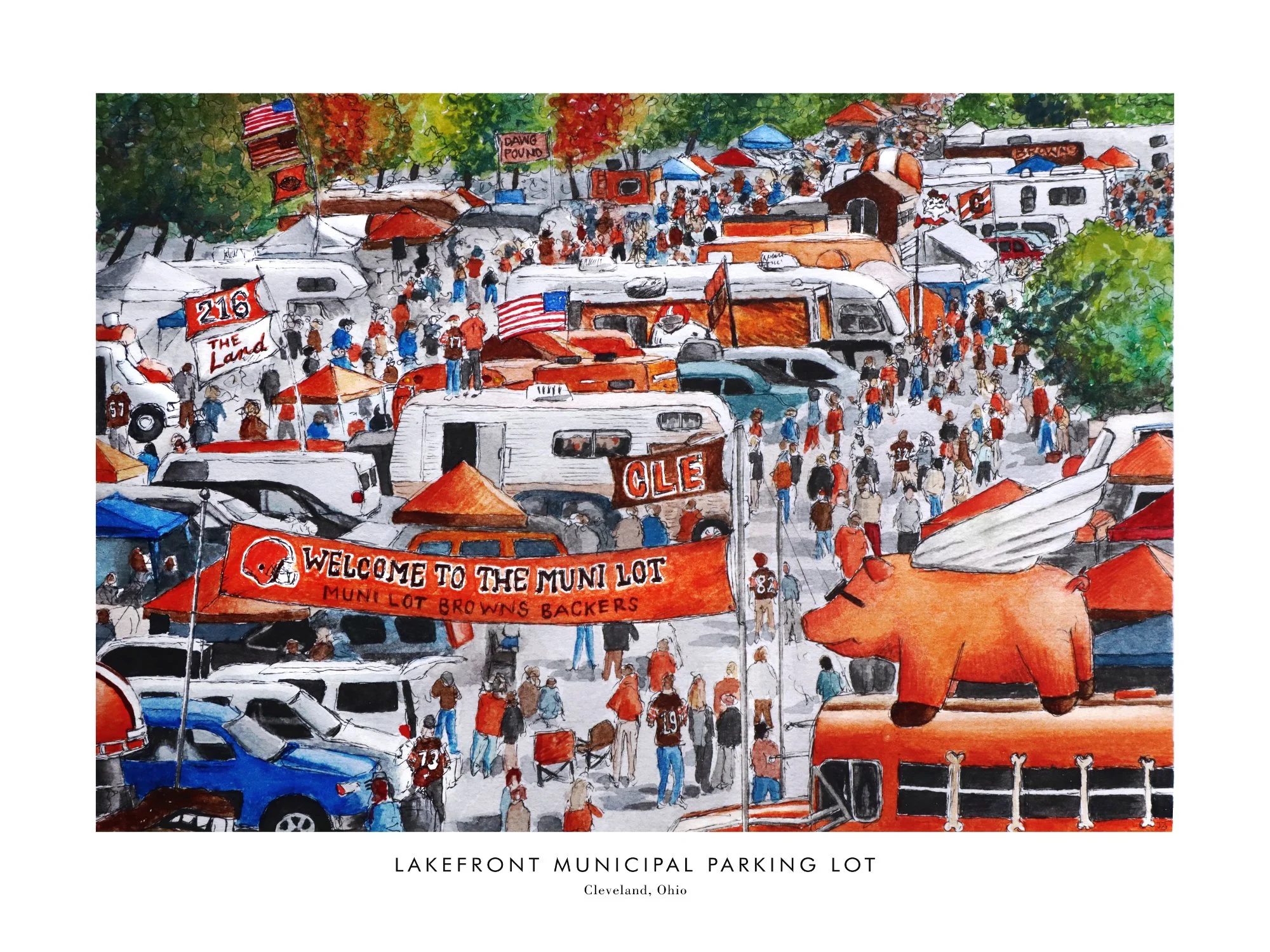 Cleveland Muni Lot - Illustrated Poster