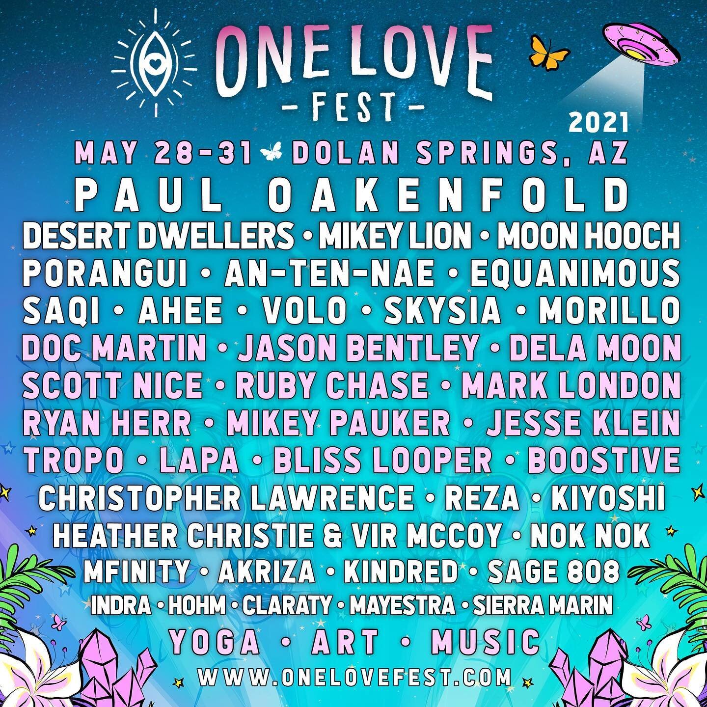So beyond excited to announce that I&rsquo;ll be playing at @onelovefestnow Memorial Day weekend! Such an insane lineup and im stoked to share the stage with some incredible  producers &amp; friends like @volovibes_ @morillomusic @equanimouslove @iam