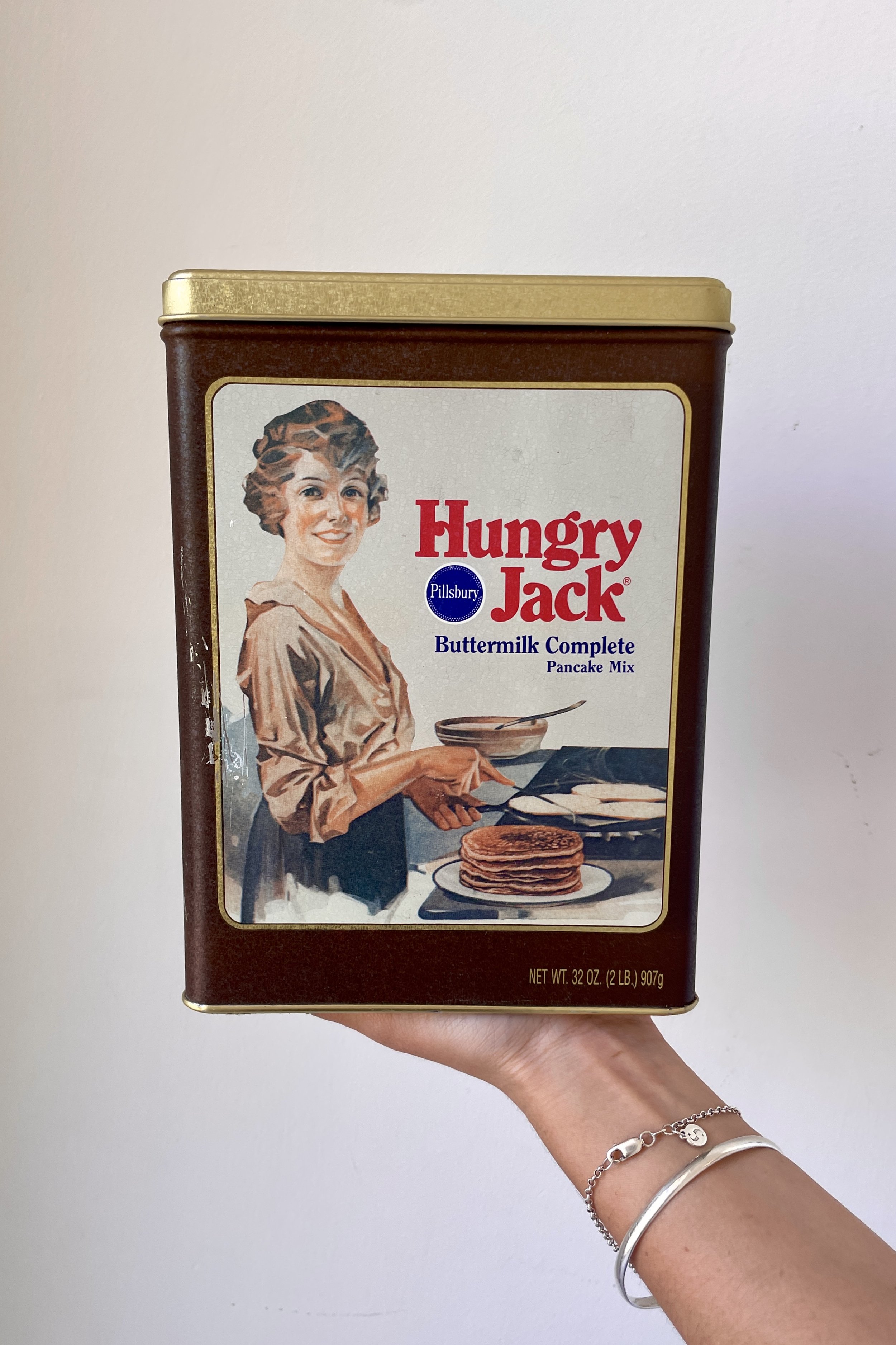 Vintage Pancake Tin Urn